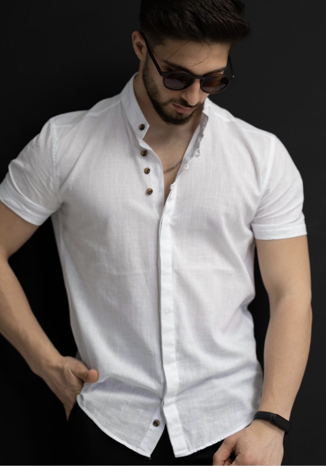 Koszula męska na krótki rękaw ( turecka produkt) Roz S-2XL , 1 kolor Paczka 6 szt 