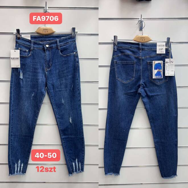 Jeansy damskie Roz 40-50, 1 Kolor Paczka 12 szt