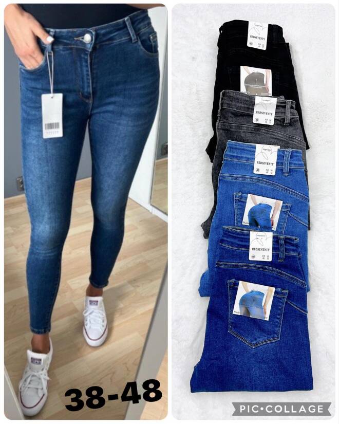 Jeansy damskie Roz 38-48, 1 Kolor Paczka 12 szt