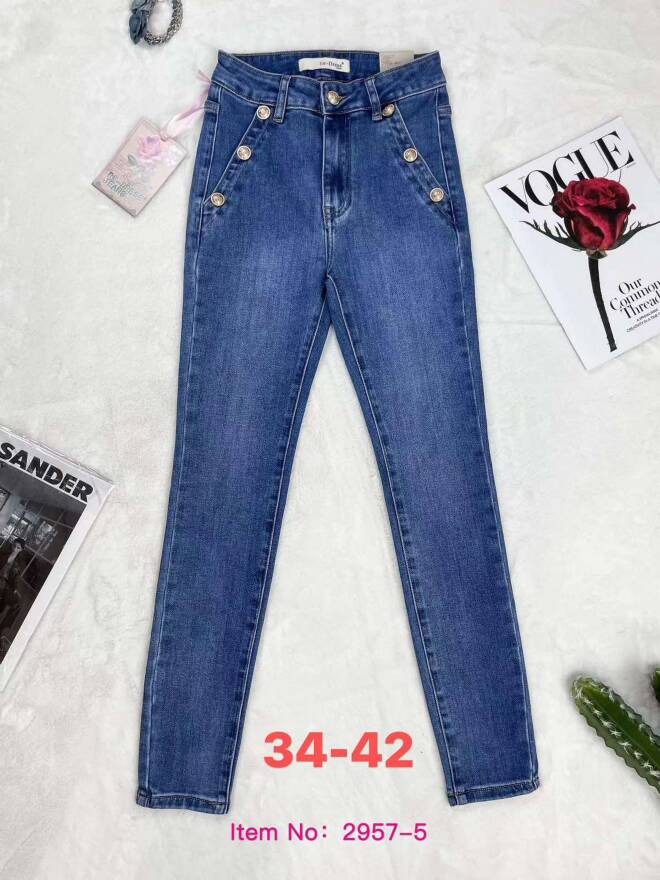 Jeansy damskie Roz 34-42, 1 Kolor Paczka 12 szt