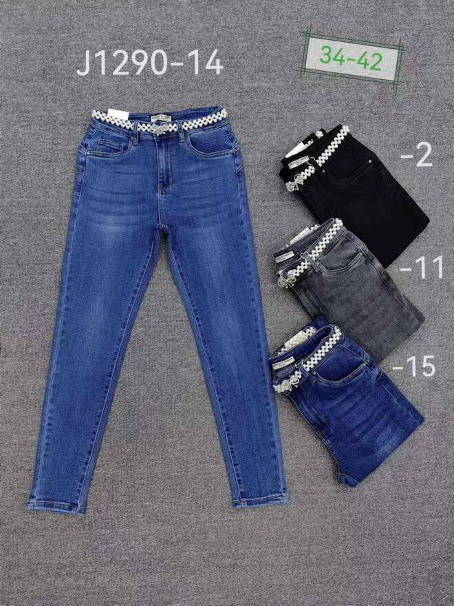Jeansy damskie Roz 34-42 Mix kolor Paczka 10 szt