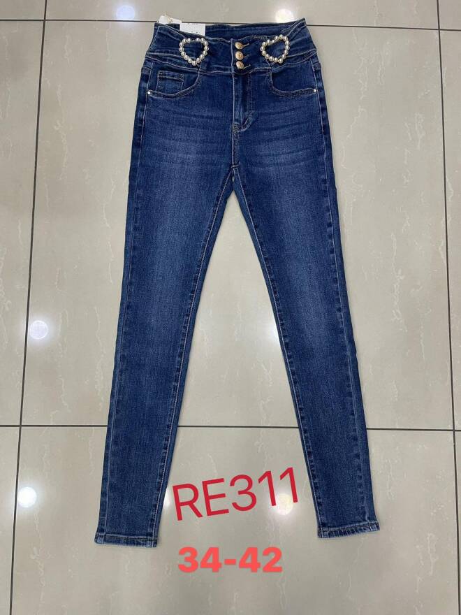 Jeansy damskie Roz 32-42, 1 kolor Paczka 12 szt