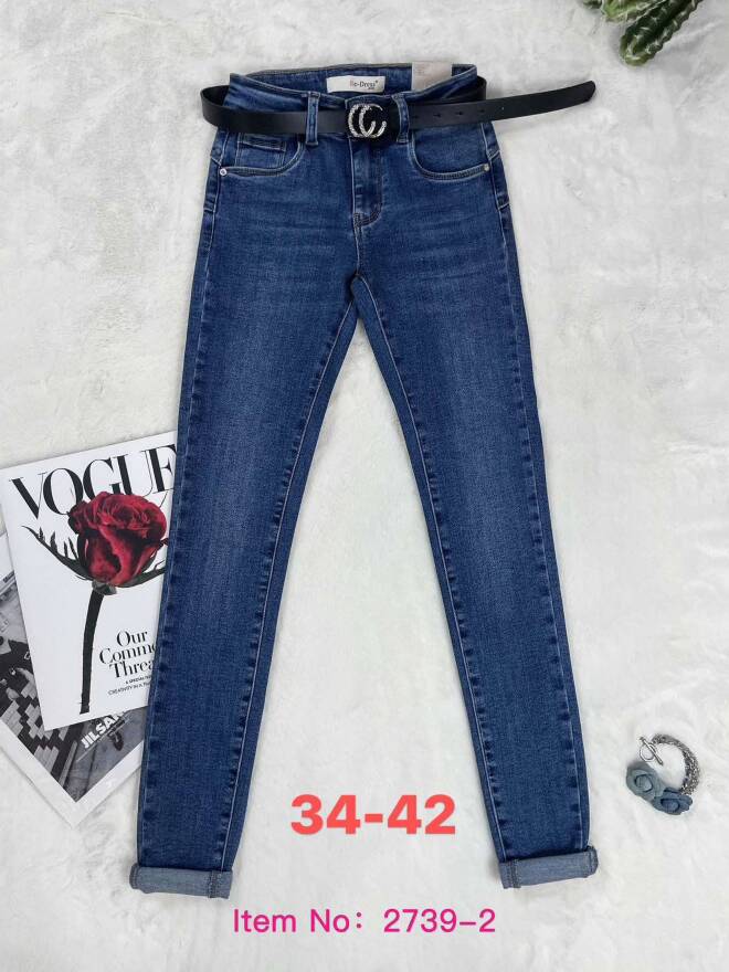Jeansy damskie Roz 32-42, 1 kolor Paczka 12 szt