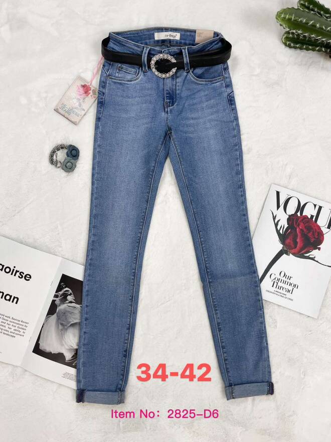 Jeansy damskie Roz 32-42, 1 kolor Paczka 12 szt