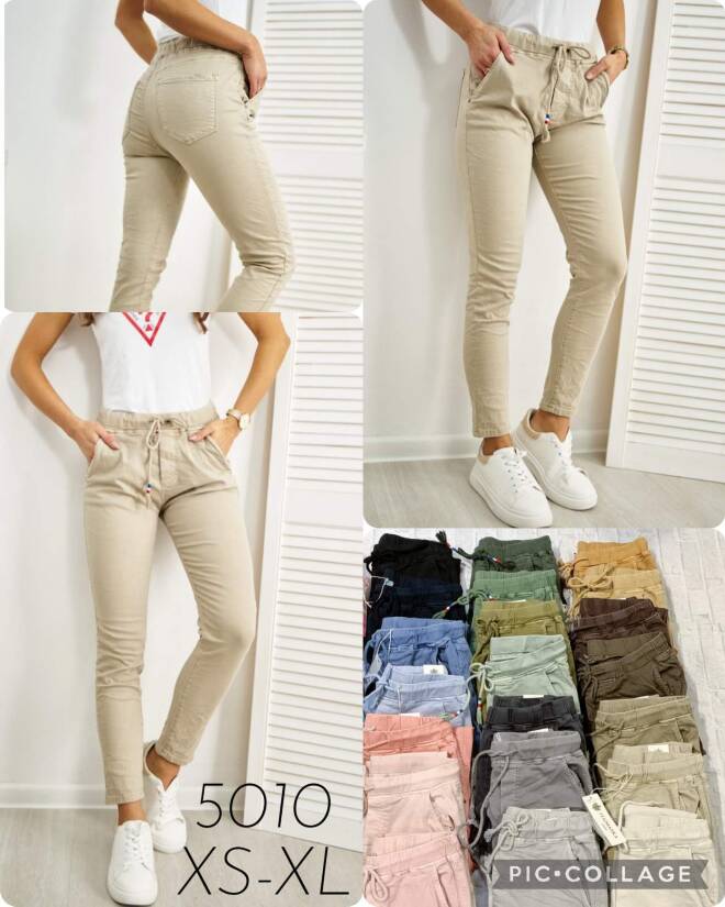 Spodnie damskie materiałowe Roz XS-XL, 1 kolor Paczka 12 szt