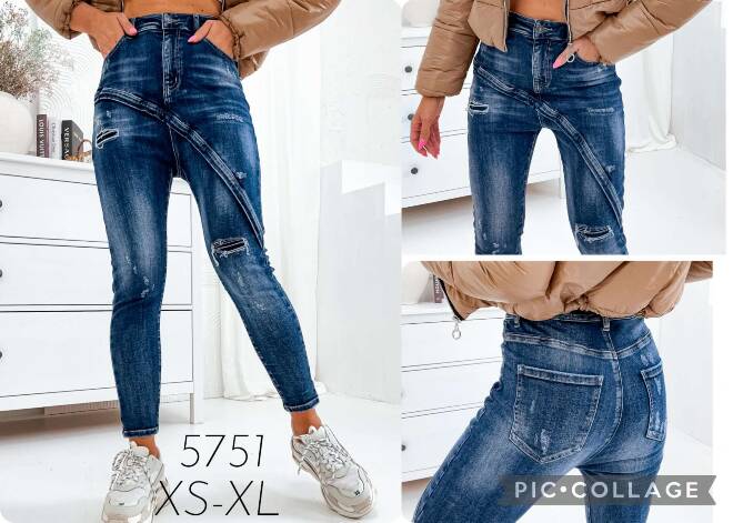 Jeansy damska Roz XS-XL, 1 kolor Paczka 12 szt