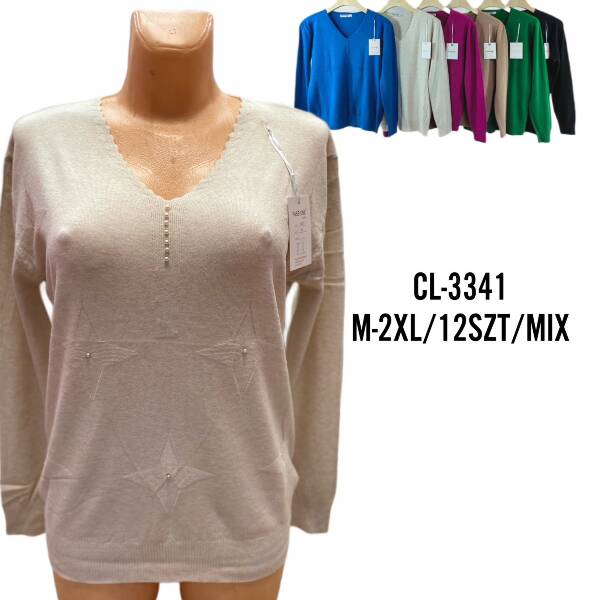 Swetry damskie Roz M-2XL. Mix kolor. Paczka 12szt