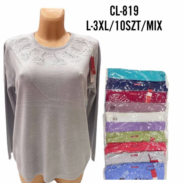 Swetry damskie Roz L-3XL. Mix kolor. Paczka 10szt