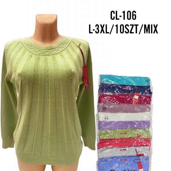 Swetry damskie Roz L-3XL. Mix kolor. Paczka 10szt