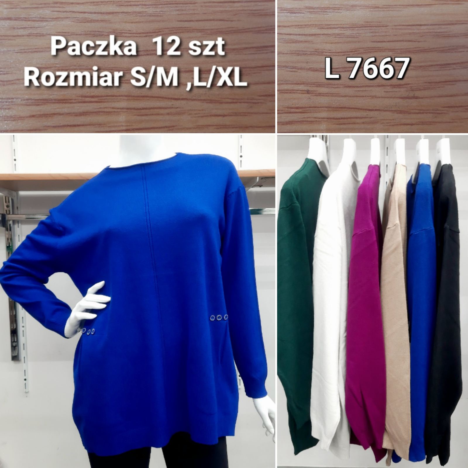 Swetry damskie Roz S/M.L/XL, Mix kolor Paczka 12szt