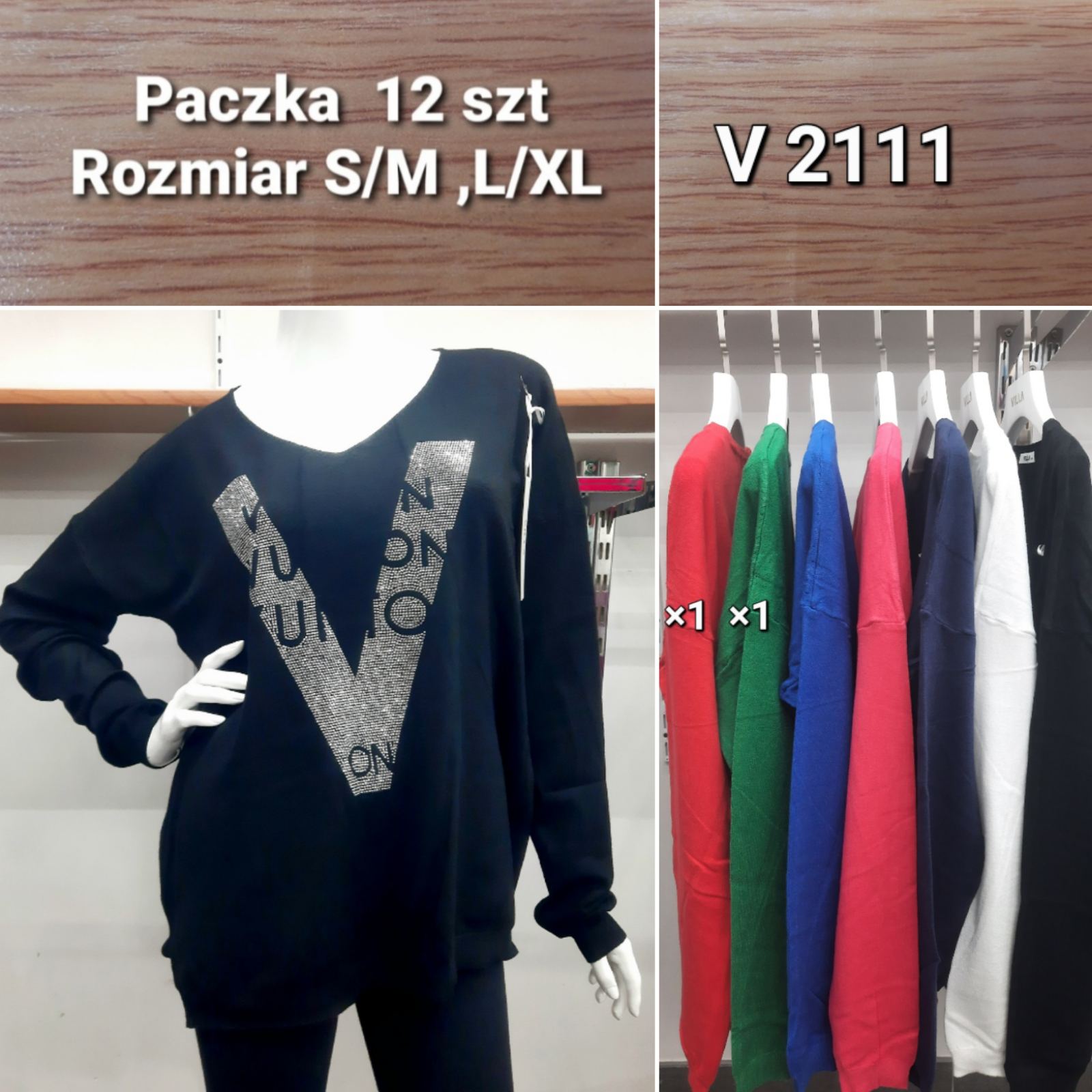 Swetry damskie Roz S/M-L/XL. Mix kolor Paczka 12szt