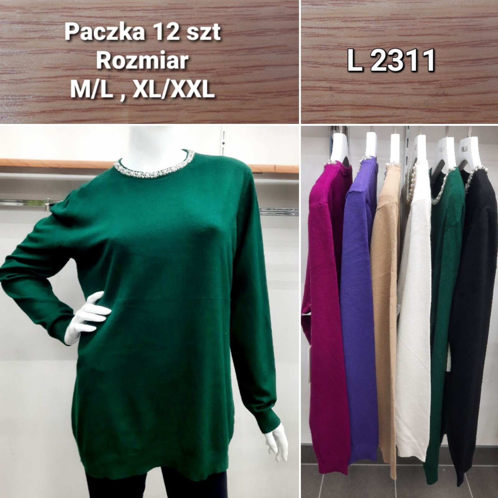 Swetry damskie Roz M/L.XL/2XL, Mix kolor Paczka 14szt