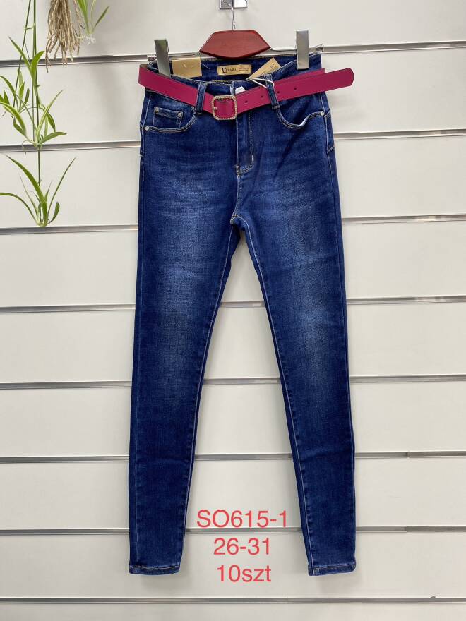 Jeansy Damskie Roz 26-31, 1 kolor Paczka 10 szt