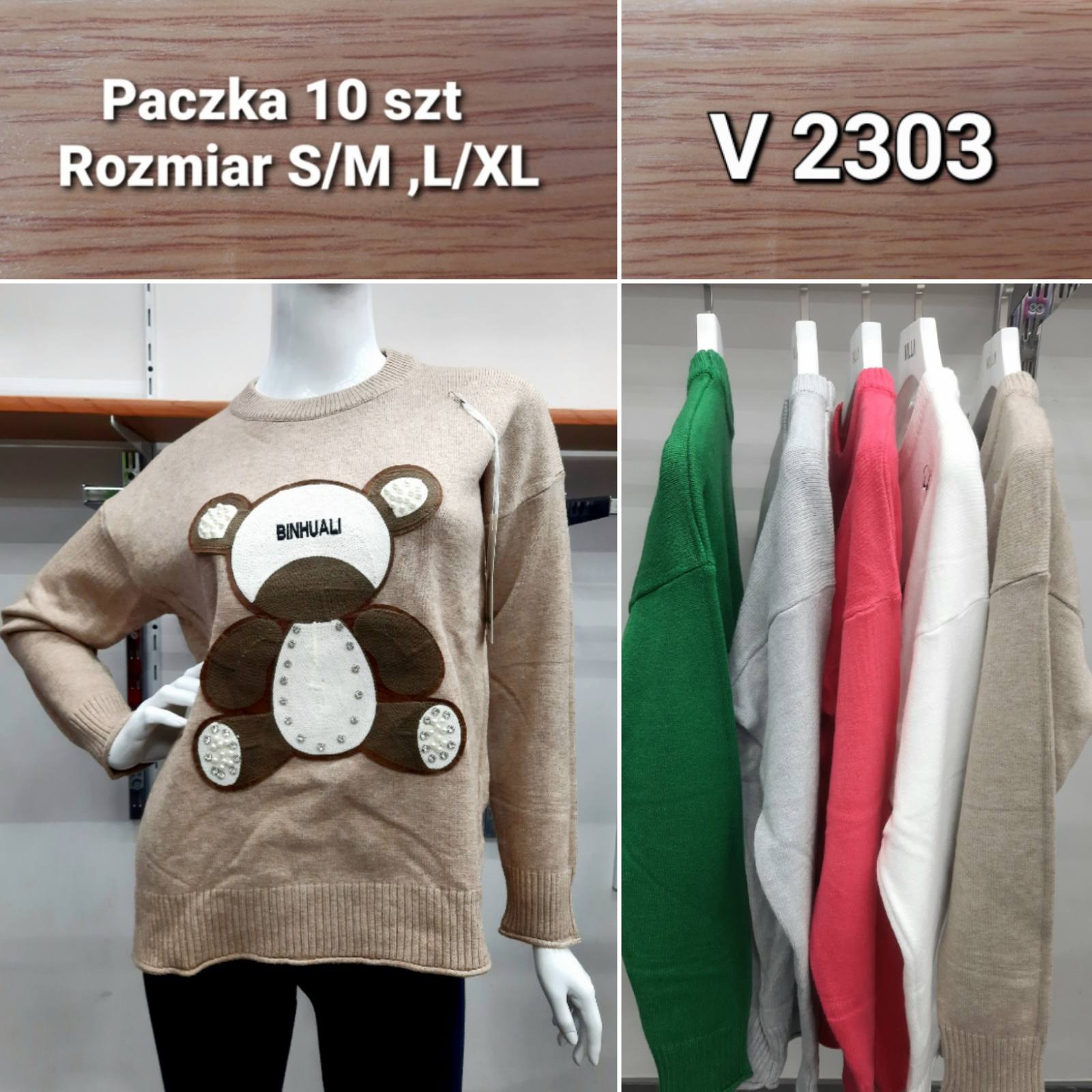 Swetry damskie Roz S/M-L/XL. Mix kolor Paczka 12szt
