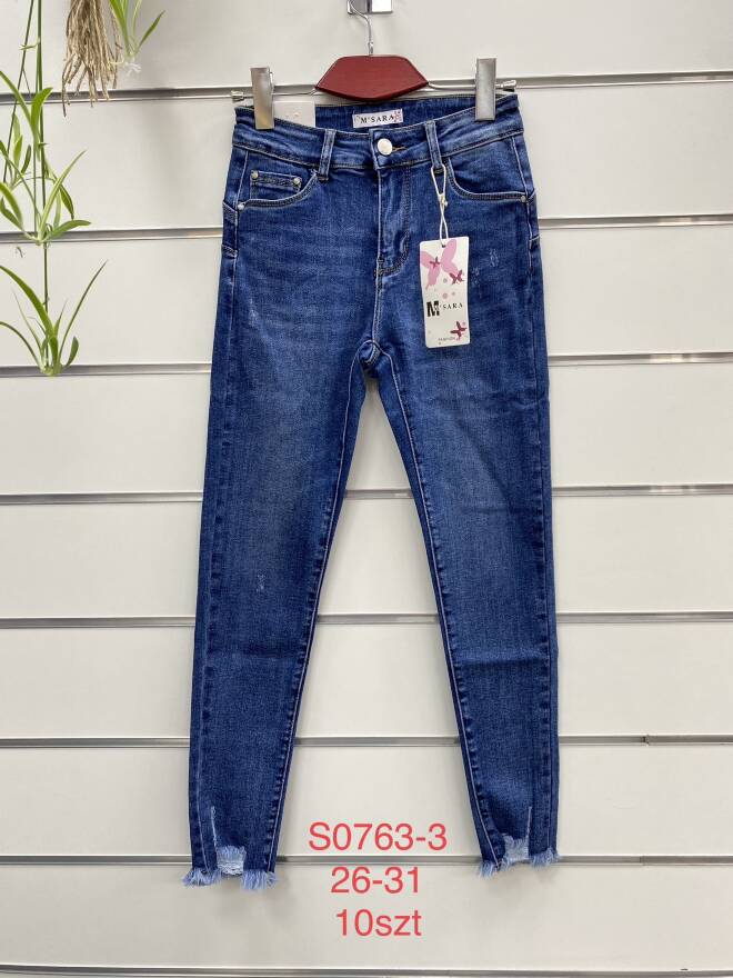Jeansy Damskie Roz 26-31, 1 kolor Paczka 10 szt