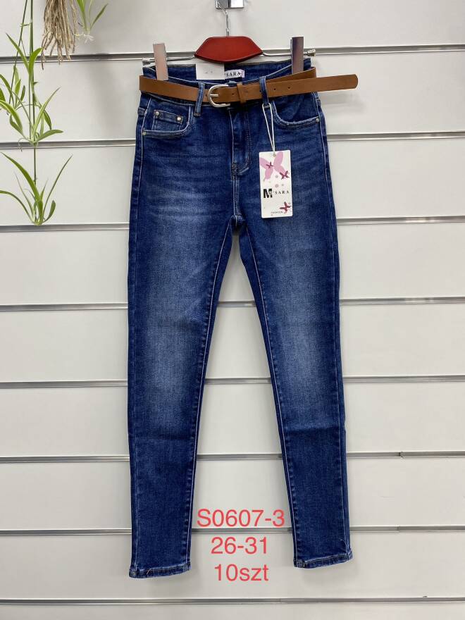 Jeansy Damskie Roz 26-31, 1 kolor Paczka 10 szt