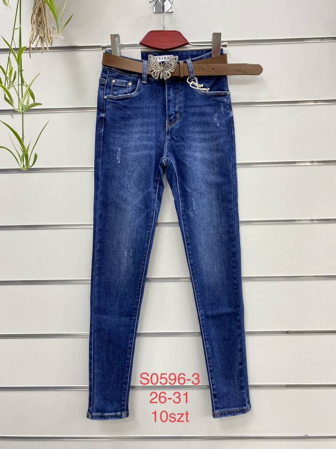 Jeansy Damskie Roz 26-31, 1 kolor Paczka 10 szt