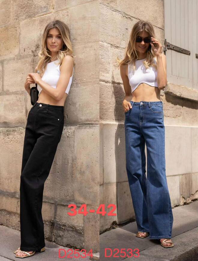 Jeansy Damskie Roz 34-42, 1 kolor Paczka 10 szt