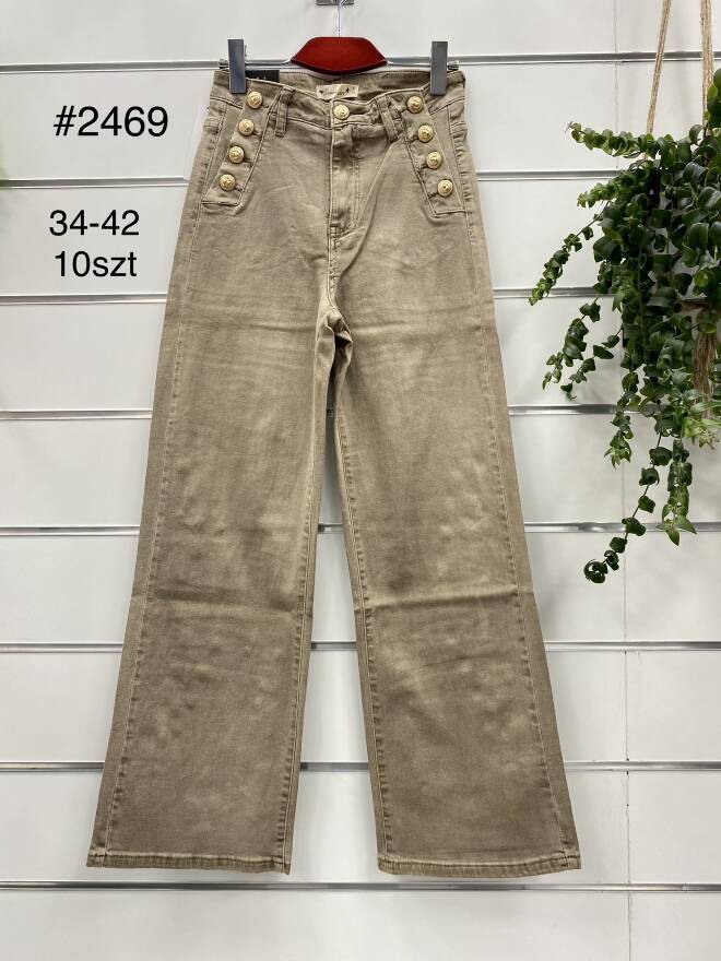Jeansy Damskie Roz 34-42, 1 kolor Paczka 10 szt