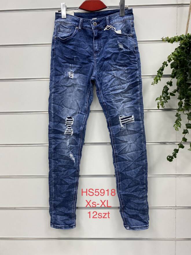 Jeansy Damskie Roz XS-XL, 1 kolor Paczka 12 szt