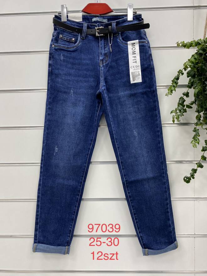 Jeansy Damskie Roz 25-30, 1 kolor Paczka 12 szt
