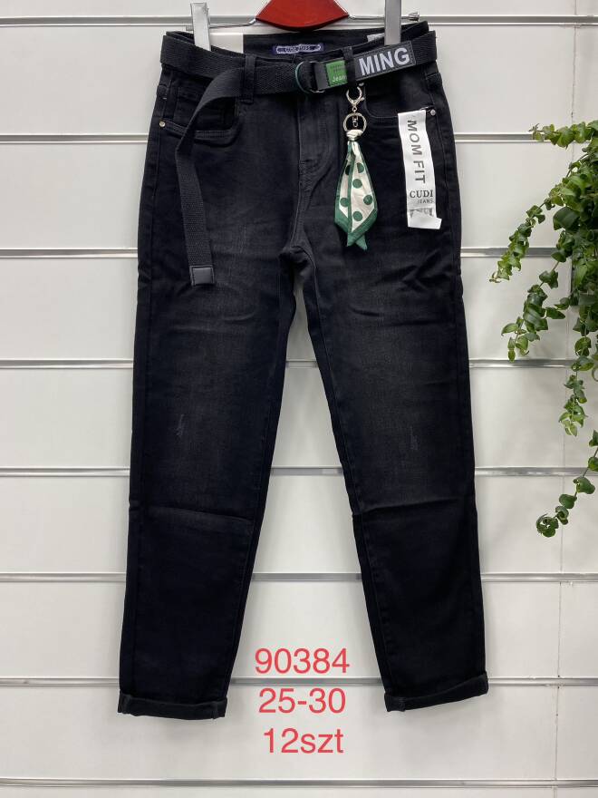 Jeansy Damskie Roz 25-30, 1 kolor Paczka 12 szt