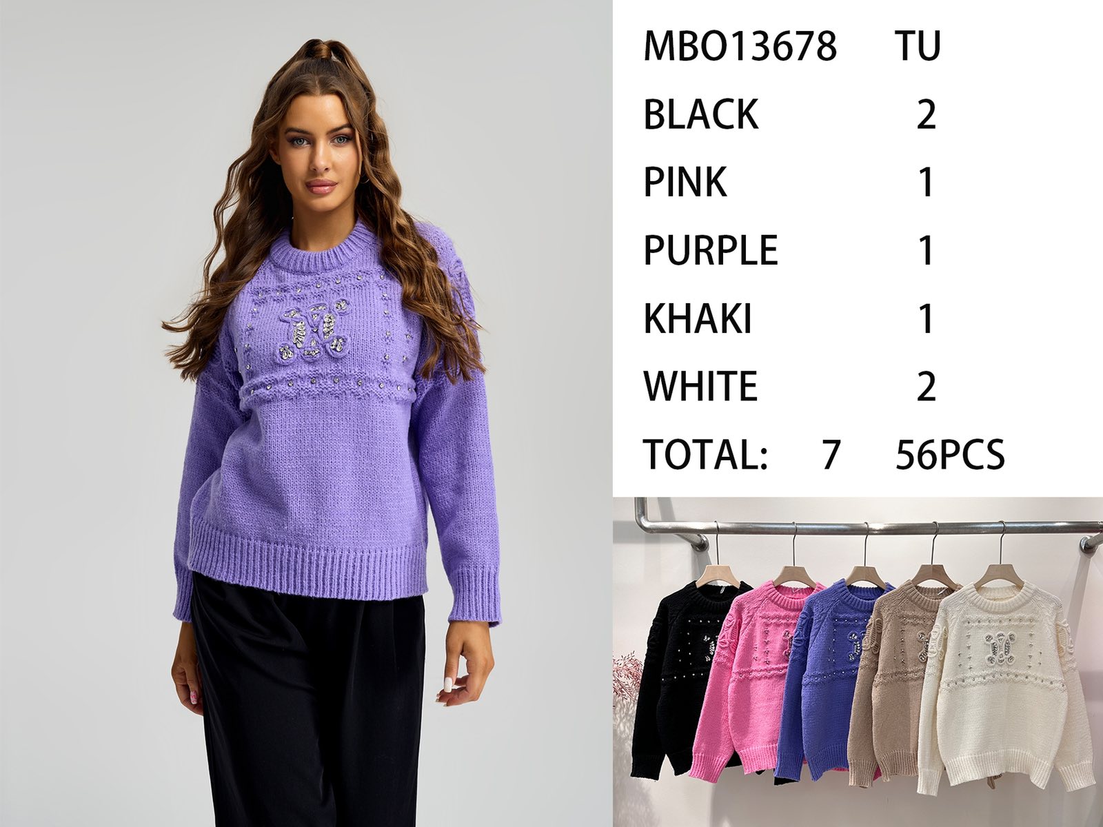 Swetry damska (Francja produkt) Roz Standard Mix kolor, Paszka 7szt