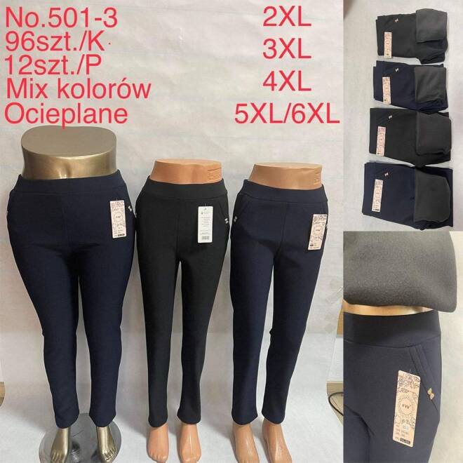 Spodnie ocieplane damskie Roz 2XL-6XL, Mix kolor Paczka 12 szt 