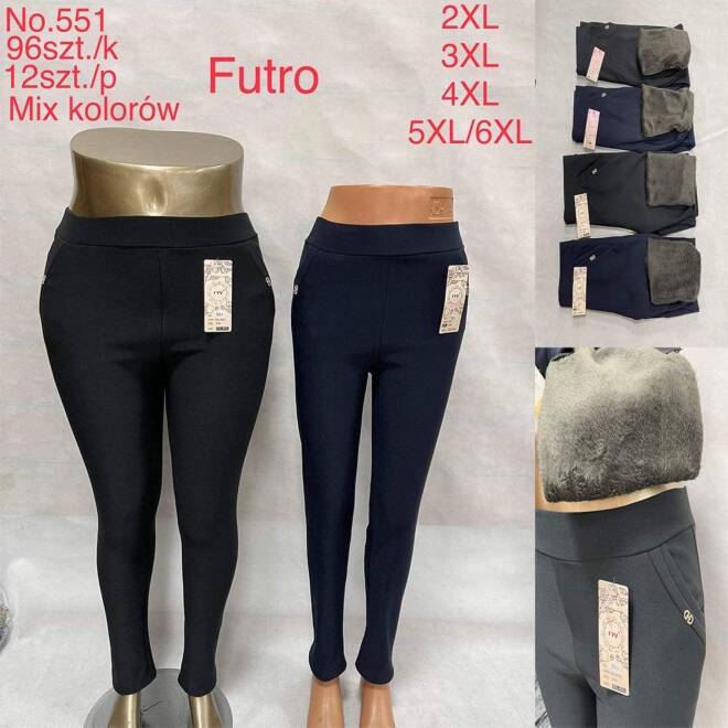 Spodnie ocieplane damskie Roz 2XL-6XL,  Mix kolor Paczka 12 szt