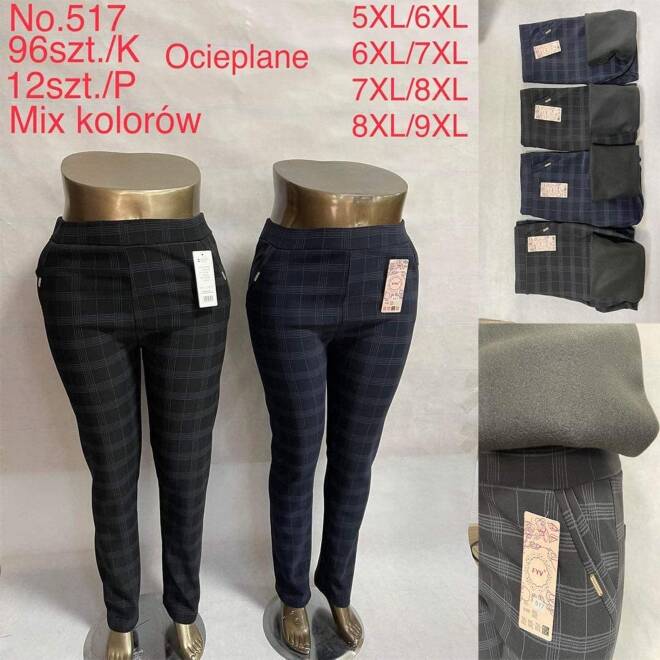 Spodnie ocieplane damskie Roz 5XL-9XL,  Mix kolor Paczka 12 szt