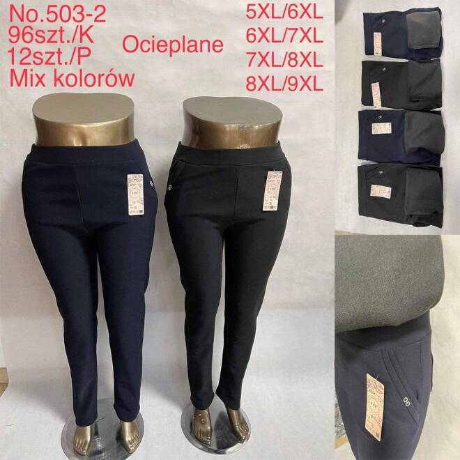 Spodnie ocieplane damskie Roz 7XL-11XL,  Mix kolor Paczka 12 szt