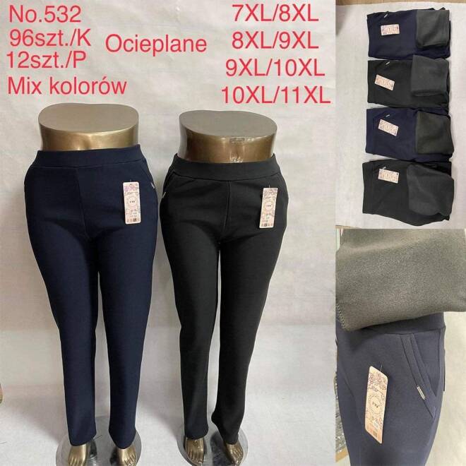 Spodnie ocieplane damskie Roz 7XL-11XL,  Mix kolor Paczka 12 szt