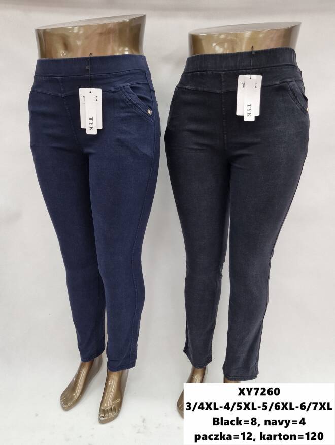 Jeansy damskie Roz 3XL-7XL, 1 kolor Paczka 12 szt