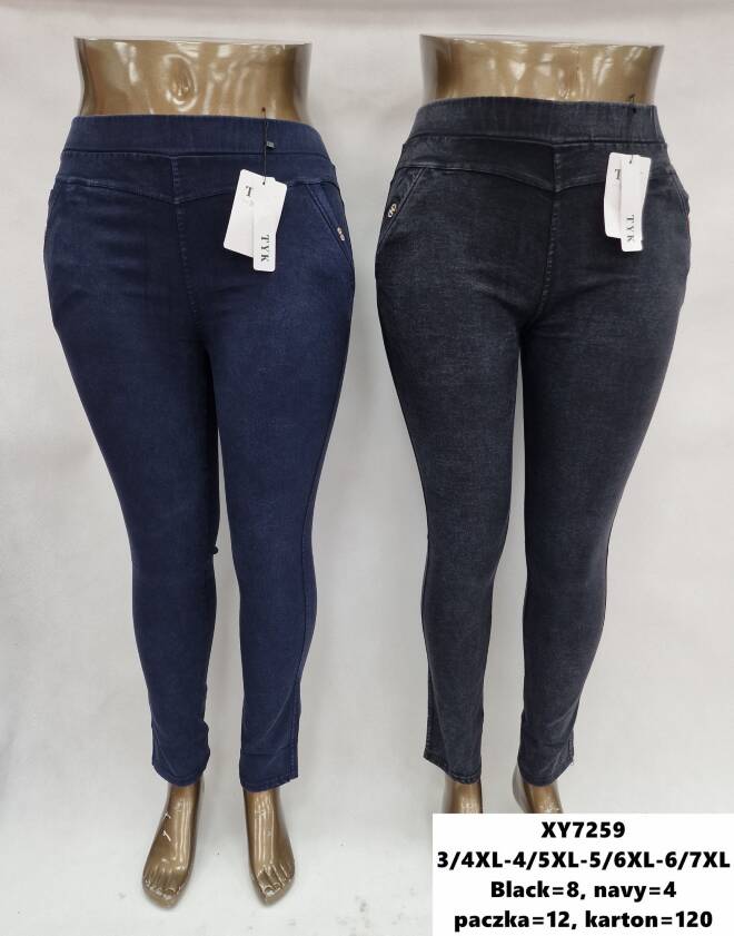 Jeansy damskie Roz 3XL-7XL, 1 kolor Paczka 12 szt