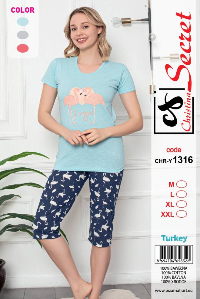 Piżama Damska  (Turecki produkt) Roz M-2XL,1 Kolor, Paszka 4 szt