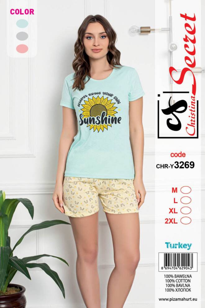 Piżama Damska  (Turecki produkt) Roz M-2XL,1 Kolor, Paszka 4 szt