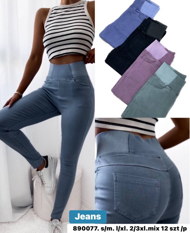Spodnie  jeans  damska .Roz S-3XL. Mix  Kolor. Paszka 12szt.