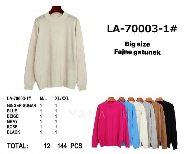 Swetry   damskie Roz M/L.XL/2XL. Mix kolor Paczka 12szt
