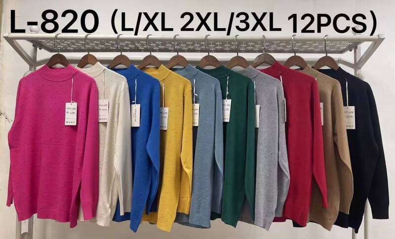 Swetry  damskie Roz L/XL.2XL/3XL. Mix kolor Paczka 12szt