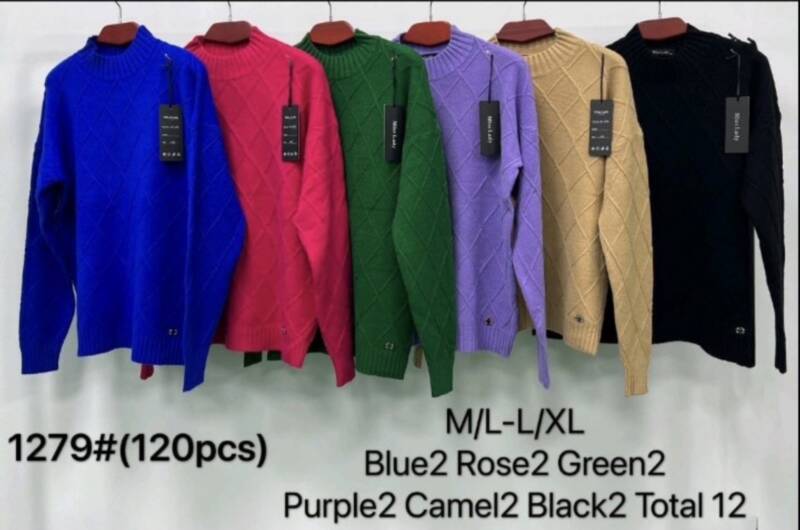 Swetry  damskie Roz M/L.L/XL. Mix kolor Paczka 12szt