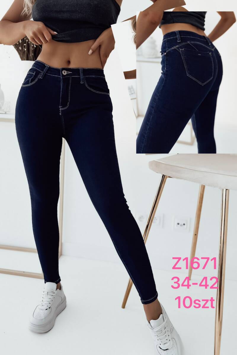 Spodnie  jeansy damska .Roz 34-42. 1 Kolor . Paszka 10szt