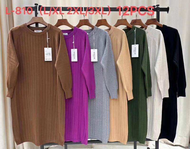 Sukienka Swetry  damskie Roz L/XL-2XL/3XL. Mix kolor Paczka 12szt
