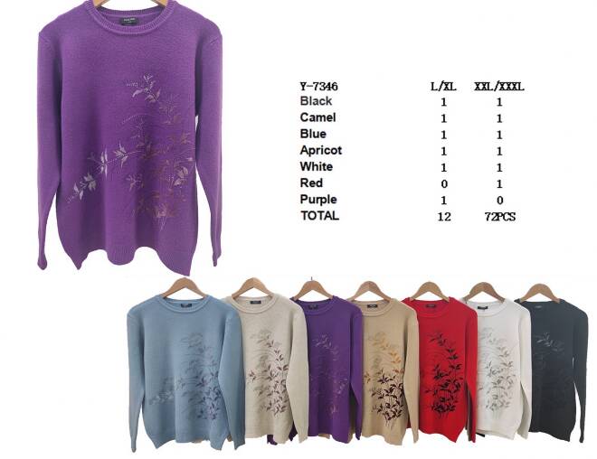 Sweter damski Roz L-3XL, Mix Kolor Paczka 12 szt