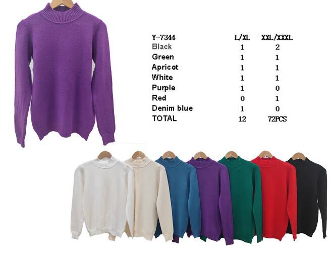 Sweter damski Roz L-3XL, Mix Kolor Paczka 12 szt