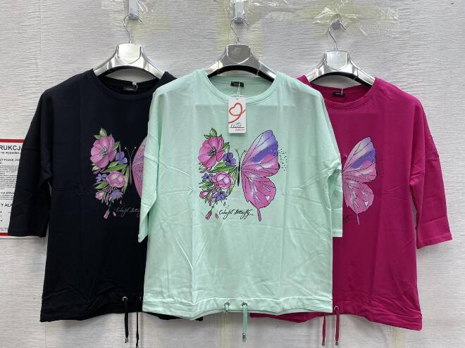 Bluzka damska .Roz M-2XL . Mix kolor Paczka 12 szt