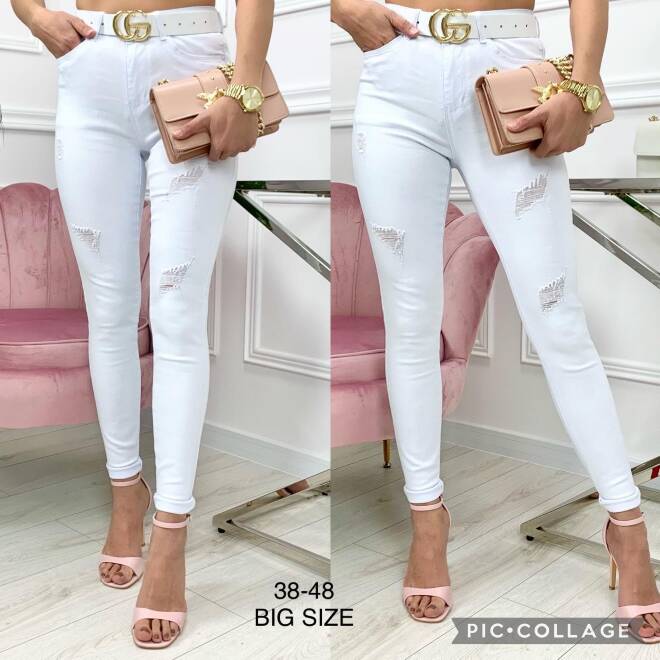 Spodnie damska jeans Roz 38-48, 1 Kolor Paszka 12 szt