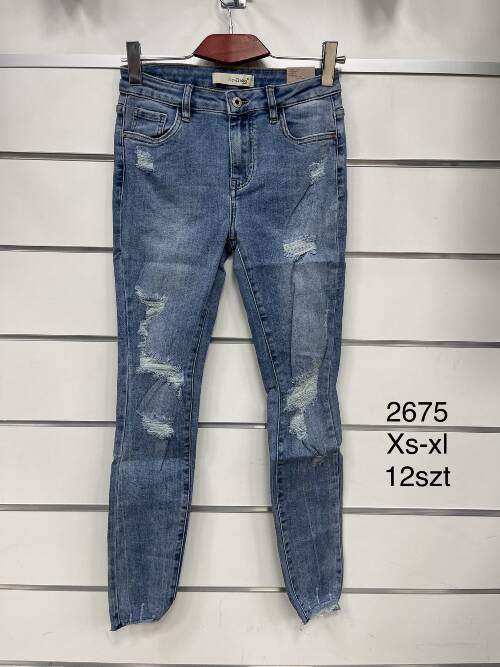 Spodnie damska jeans . Roz XS-XL. 1 kolor. Paszka 12szt.  
