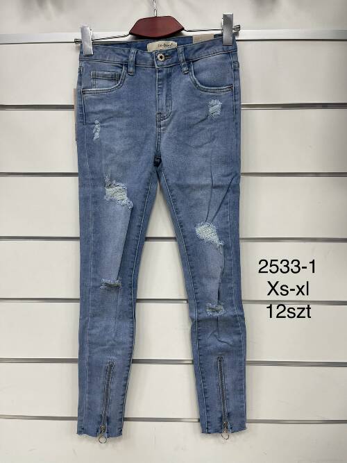 Spodnie damska jeans . Roz XS-XL. 1 kolor. Paszka 12szt.  