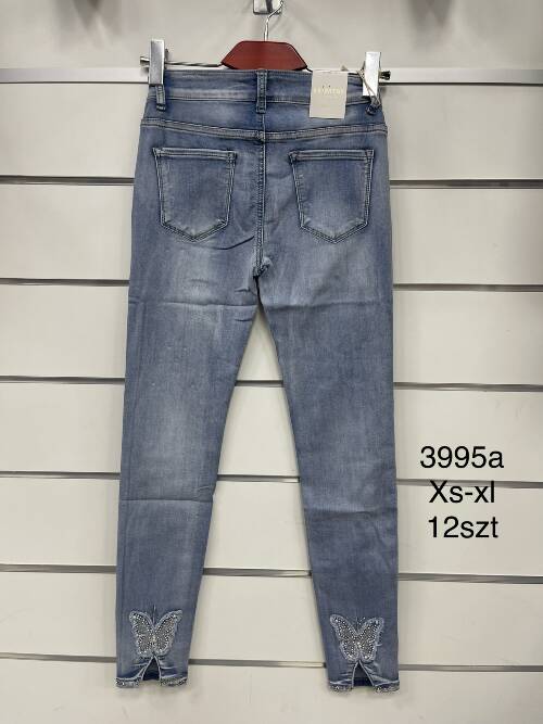 Spodnie damska jeans . Roz XS-XL. 1 kolor. Paszka 12szt.  