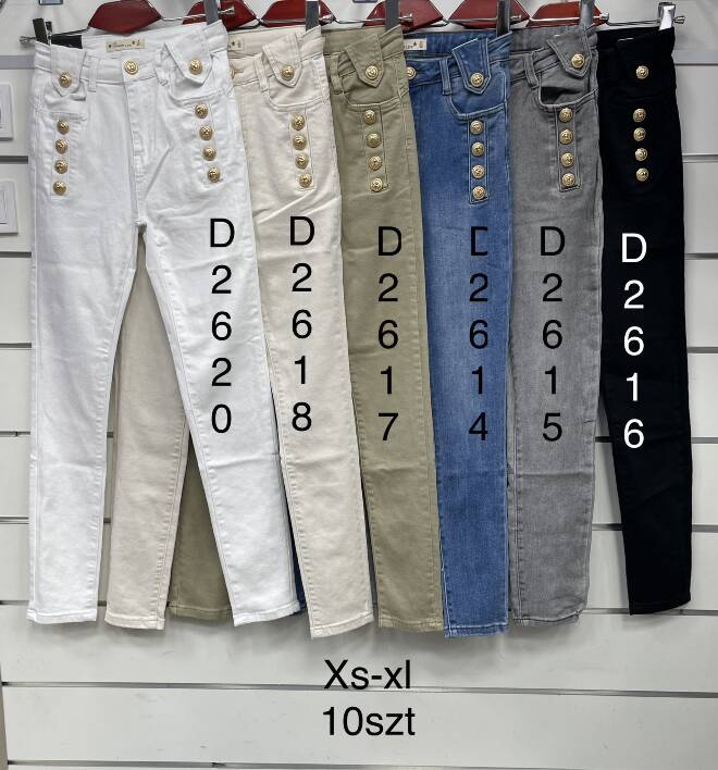 Spodnie damskie Jeans. Roz XS-XL. Mix kolor Paczka 10 szt
